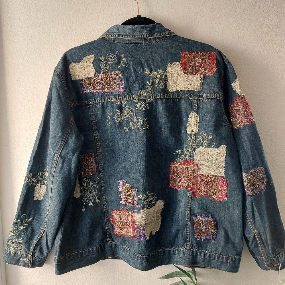 Chico's Patchwork Embroidered Jean Jacket - image 4
